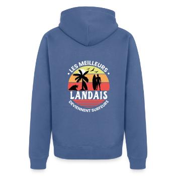 Surf Idée Cadeau Pour Surfeur Citation Humour - Veste à capuche bio Premium Unisexe - bleu pigeon - Dos - Nico (187cm)