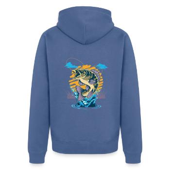 Pêche Cadeau pour Pêcheur Sport Citation Humour - Veste à capuche bio Premium Unisexe - bleu pigeon - Dos - Nico (187cm)