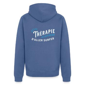 Surf Idée Cadeau Pour Surfeur Citation Humour - Veste à capuche bio Premium Unisexe - bleu pigeon - Dos - Nico (187cm)