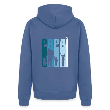 Papa und drei Kinder T-Shirt vater und 3 Söhne - Unisex Premium Bio Zip Hoodie - Taubenblau - Hinten - Nico (187cm)