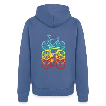 Retro Bike T-Shirt Vintage Bicycles - Unisex Premium Organic Zip Hoodie - stone blue - Back - Nico (187cm)