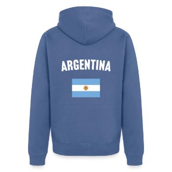 Argentina Flag - Unisex Premium Organic Zip Hoodie - stone blue - Back - Nico (187cm)