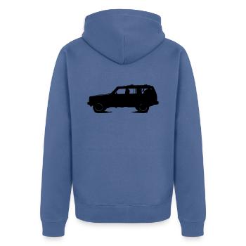 Cherokee 1 - Unisex Premium Organic Zip Hoodie - stone blue - Back - Nico (187cm)