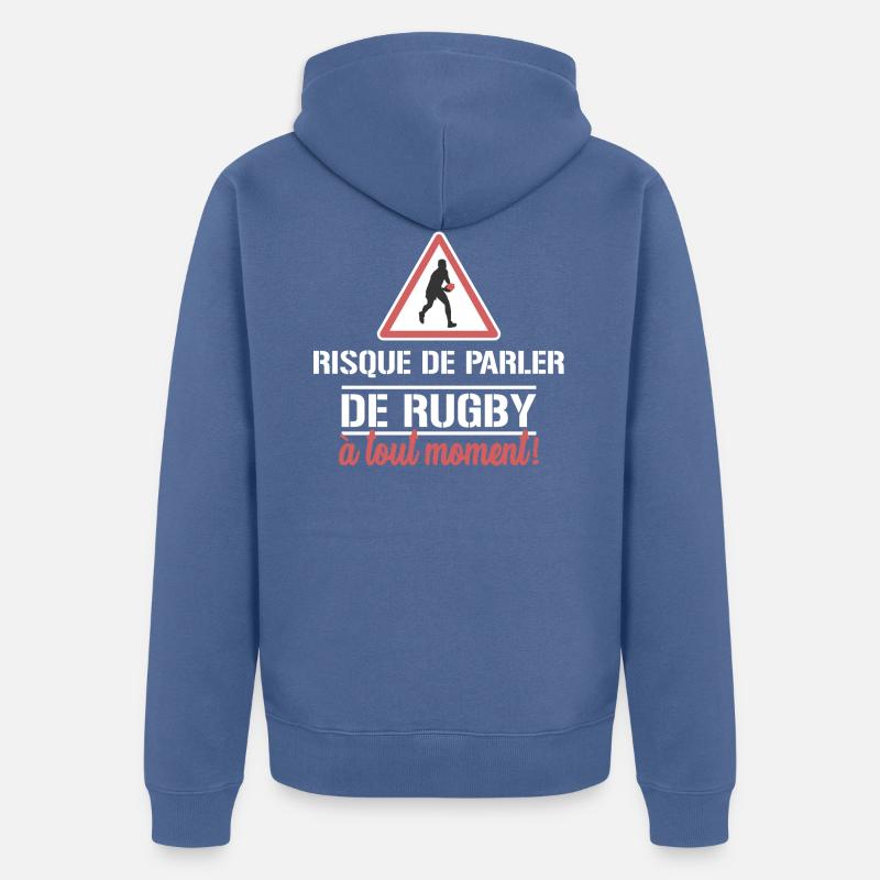 Rugby - risque de parler - Veste à capuche bio Premium Unisexe - bleu pigeon