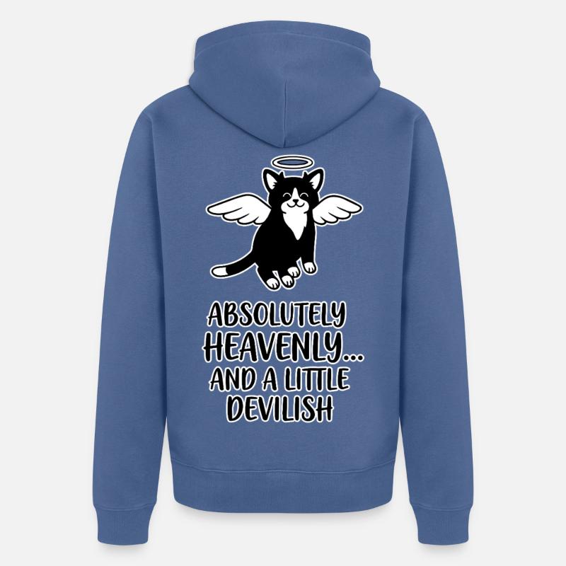 Ailes de chat ange céleste - Veste à capuche bio Premium Unisexe - bleu pigeon