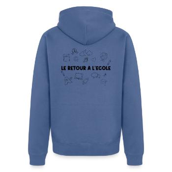LE Retour à l’école. - Veste à capuche bio Premium Unisexe - bleu pigeon - Dos - Nico (187cm)