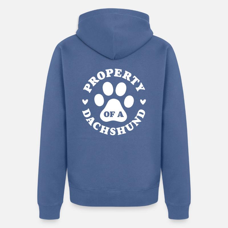 Eigentum eines Dackels - Unisex Premium Bio Zip Hoodie - Taubenblau