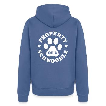 Eigentum eines Schnoodles - Unisex Premium Bio Zip Hoodie - Taubenblau - Hinten - Nico (187cm)