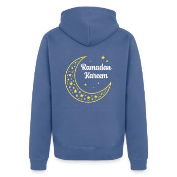 Ramadan Kareem - Unisex Premium Bio Zip Hoodie - Taubenblau - Hinten - Nico (187cm)
