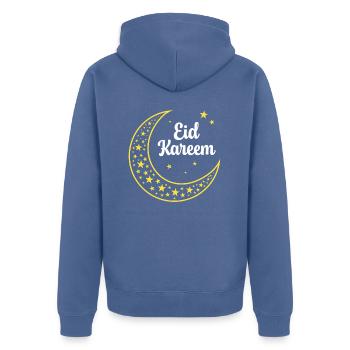 Eid Kareem - Unisex Premium Bio Zip Hoodie - Taubenblau - Hinten - Nico (187cm)