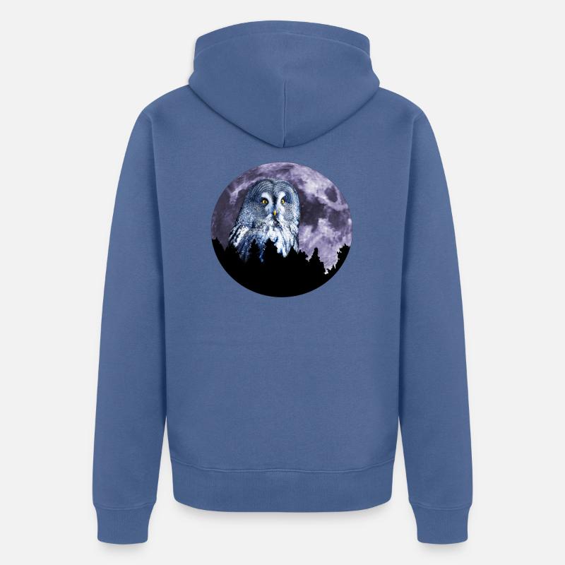 Die große Eule - Unisex Premium Bio Zip Hoodie - Taubenblau