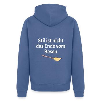 Style is not the end of the broom - Unisex Premium Organic Zip Hoodie - stone blue - Back - Nico (187cm)
