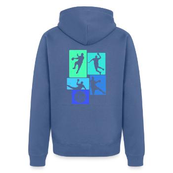 Handball Handball Players - Unisex Premium Organic Zip Hoodie - stone blue - Back - Nico (187cm)