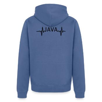 Heartbeat JAVA - Veste à capuche bio Premium Unisexe - bleu pigeon - Dos - Nico (187cm)