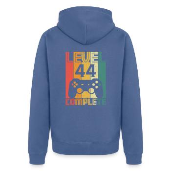 44e anniversaire Gamer Niveau 44 Complet 44 ans - Veste à capuche bio Premium Unisexe - bleu pigeon - Dos - Nico (187cm)