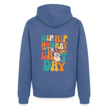 Last day of school Graduation Summer Holidays Pupils - Unisex Premium Organic Zip Hoodie - stone blue - Back - Nico (187cm)