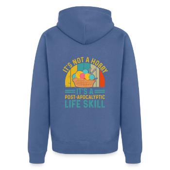 Stricken ist eine Lebenseinstellung - Unisex Premium Bio Zip Hoodie - Taubenblau - Hinten - Nico (187cm)