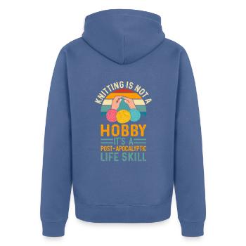 Stricken ist eine Lebenseinstellung - Unisex Premium Bio Zip Hoodie - Taubenblau - Hinten - Nico (187cm)