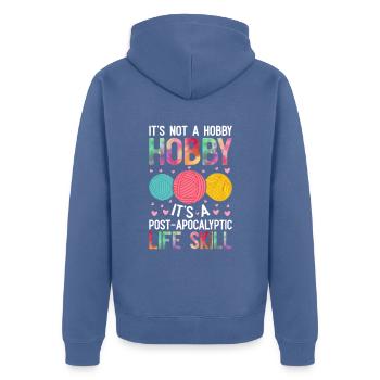Stricken ist eine Lebenseinstellung - Unisex Premium Bio Zip Hoodie - Taubenblau - Hinten - Nico (187cm)