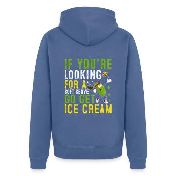 Pickleball Spieler Soft Serve Eiscreme - Unisex Premium Bio Zip Hoodie - Taubenblau - Hinten - Nico (187cm)