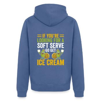 Pickleball Spieler Soft Serve Eiscreme - Unisex Premium Bio Zip Hoodie - Taubenblau - Hinten - Nico (187cm)