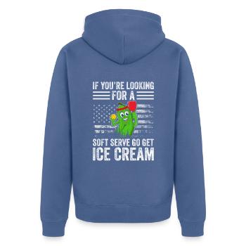 Pickleball Spieler Soft Serve Eiscreme - Unisex Premium Bio Zip Hoodie - Taubenblau - Hinten - Nico (187cm)