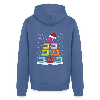 Sapin de Noël des machines à coudre Noël - Veste à capuche bio Premium Unisexe - bleu pigeon - Dos - Nico (187cm)
