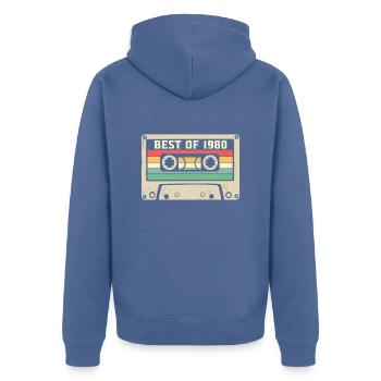 Das Beste aus 1980 Retro 45 Jahre 45. Geburtstag - Unisex Premium Bio Zip Hoodie - Taubenblau - Hinten - Nico (187cm)