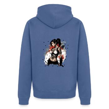 Badass Ninja Mädchen - Unisex Premium Bio Zip Hoodie - Taubenblau - Hinten - Nico (187cm)