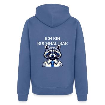 Je suis comptable comptable raton laveur - Veste à capuche bio Premium Unisexe - bleu pigeon - Dos - Nico (187cm)