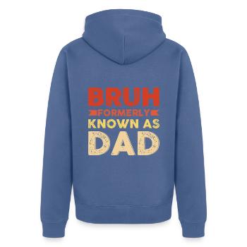 Bruh formerly known as dad - Unisex Premium Bio Zip Hoodie - Taubenblau - Hinten - Nico (187cm)