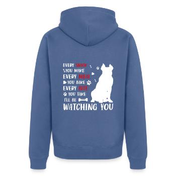 Every snack you make every meal - Unisex Premium Bio Zip Hoodie - Taubenblau - Hinten - Nico (187cm)