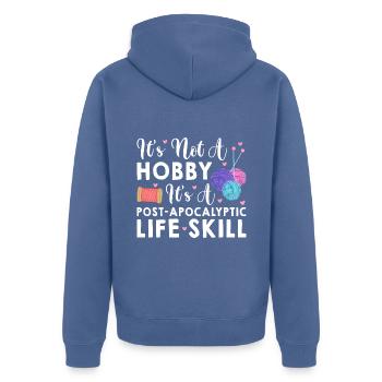 Stricken ist eine Lebenseinstellung - Unisex Premium Bio Zip Hoodie - Taubenblau - Hinten - Nico (187cm)