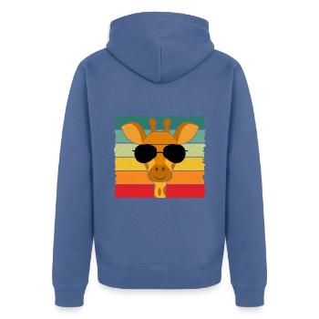 Girafe vintage avec lunettes de soleil rétro - Veste à capuche bio Premium Unisexe - bleu pigeon - Dos - Nico (187cm)