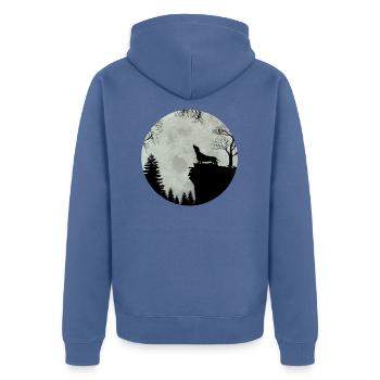 Dachshund Teckel Dachshund Moon Gift (0287) - Unisex Premium Organic Zip Hoodie - stone blue - Back - Nico (187cm)