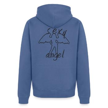 Ange sexy - Veste à capuche bio Premium Unisexe - bleu pigeon - Dos - Nico (187cm)
