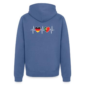 Heartbeat heartbeat Allemagne Portugal w 0761 - Veste à capuche bio Premium Unisexe - bleu pigeon - Dos - Nico (187cm)