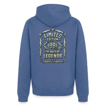 Born 1991 - Birthday Gift Vintage 1991 - Unisex Premium Organic Zip Hoodie - stone blue - Back - Nico (187cm)