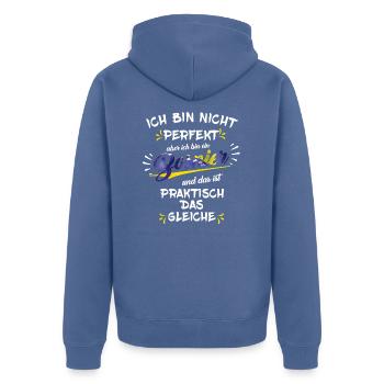 Bosnien Ich bin ein Bosnier - Unisex Premium Bio Zip Hoodie - Taubenblau - Hinten - Nico (187cm)
