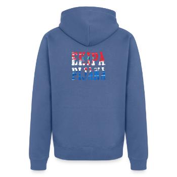 Hrvatska Kroatien Fussball - Unisex Premium Bio Zip Hoodie - Taubenblau - Hinten - Nico (187cm)
