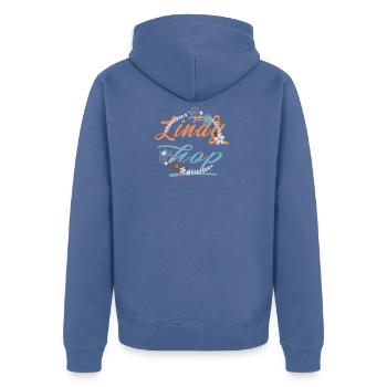 Lindy Hop Do The Hop Swing Tanz - Unisex Premium Bio Zip Hoodie - Taubenblau - Hinten - Nico (187cm)