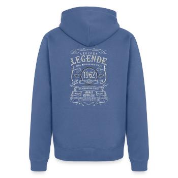 60. Geburtstag Lebende Legende 1962 Geboren 1962 - Unisex Premium Bio Zip Hoodie - Taubenblau - Hinten - Nico (187cm)