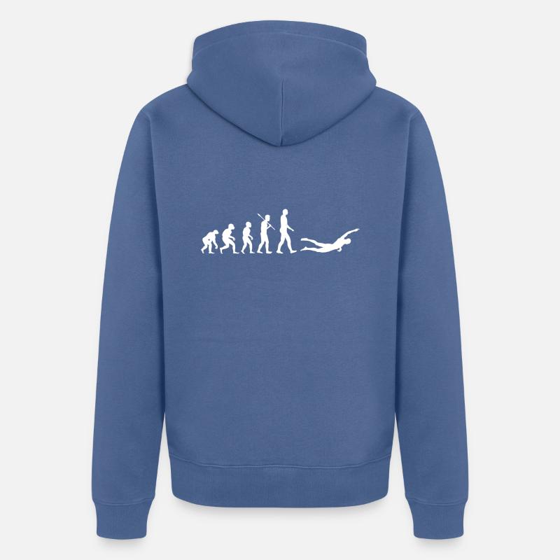 Human Evolution Swimmer - Unisex Premium Bio Zip Hoodie - Taubenblau