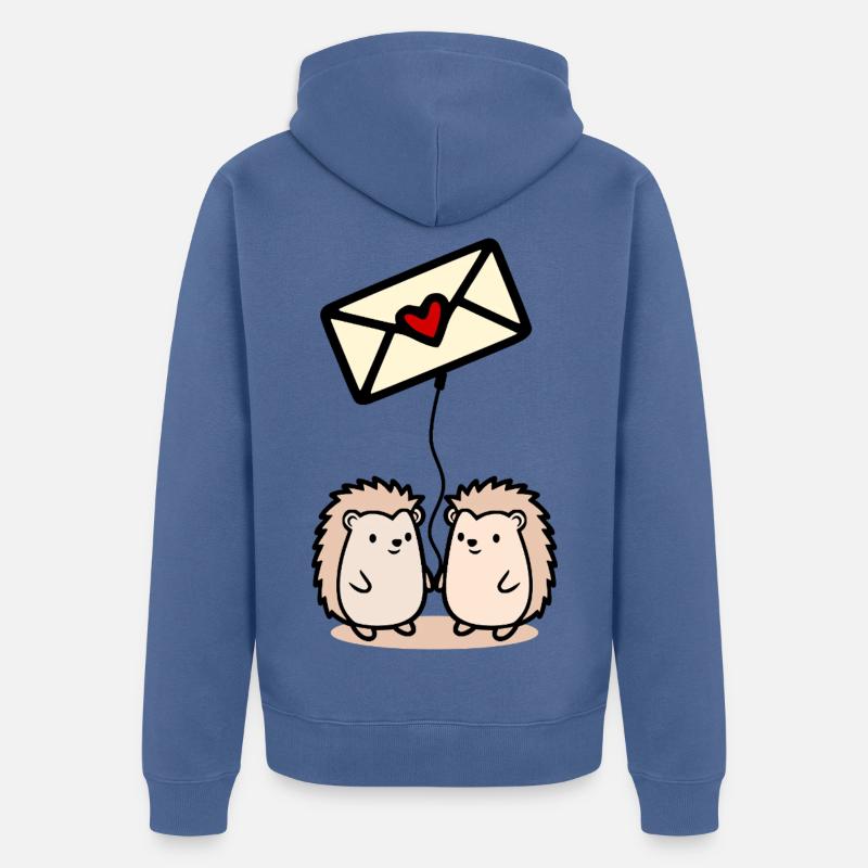Lettres d’amour de la Saint-Valentin - Veste à capuche bio Premium Unisexe - bleu pigeon