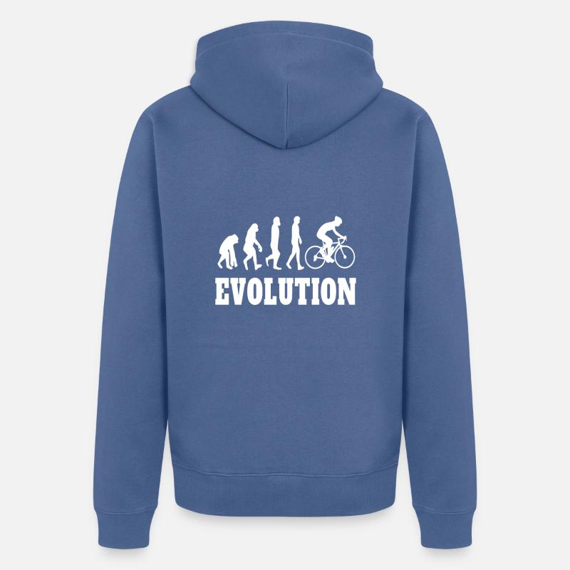 Evolution Radfahren - Unisex Premium Bio Zip Hoodie - Taubenblau