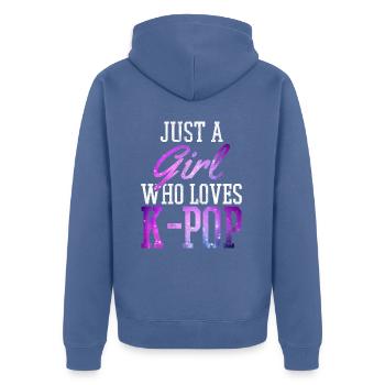 K-Pop Fan Gift Korean Pop Music - Unisex Premium Organic Zip Hoodie - stone blue - Back - Nico (187cm)