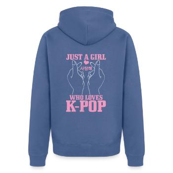 K-Pop-Fan Geschenk Koreanische Popmusik - Unisex Premium Bio Zip Hoodie - Taubenblau - Hinten - Nico (187cm)
