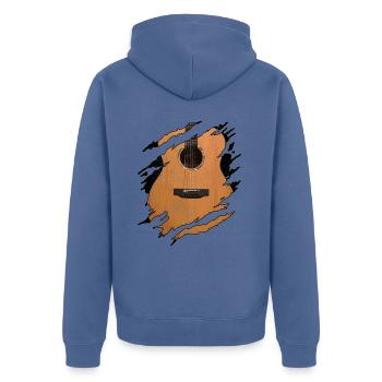 Gitarre Geschenk Vintage Gitarrist - Unisex Premium Bio Zip Hoodie - Taubenblau - Hinten - Nico (187cm)
