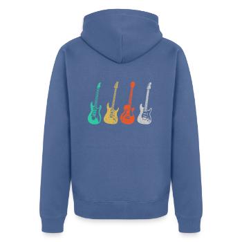 Gitarre Vintage Gitarrist Geschenk - Unisex Premium Bio Zip Hoodie - Taubenblau - Hinten - Nico (187cm)