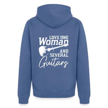 Gitarre Vintage Gitarrist Geschenk - Unisex Premium Bio Zip Hoodie - Taubenblau - Hinten - Nico (187cm)